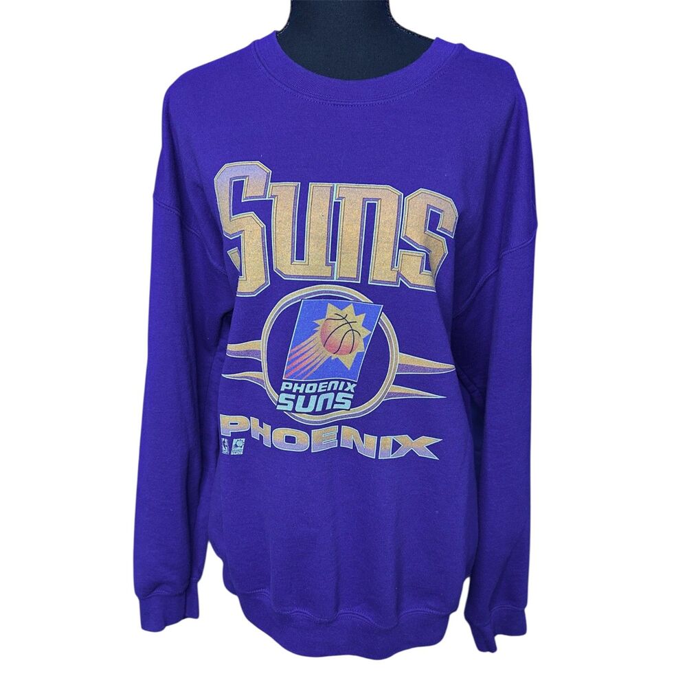Womens Vtg Purple Phoenix Suns Basketball Sweatshirt - L Sports Athletic NBA 90s